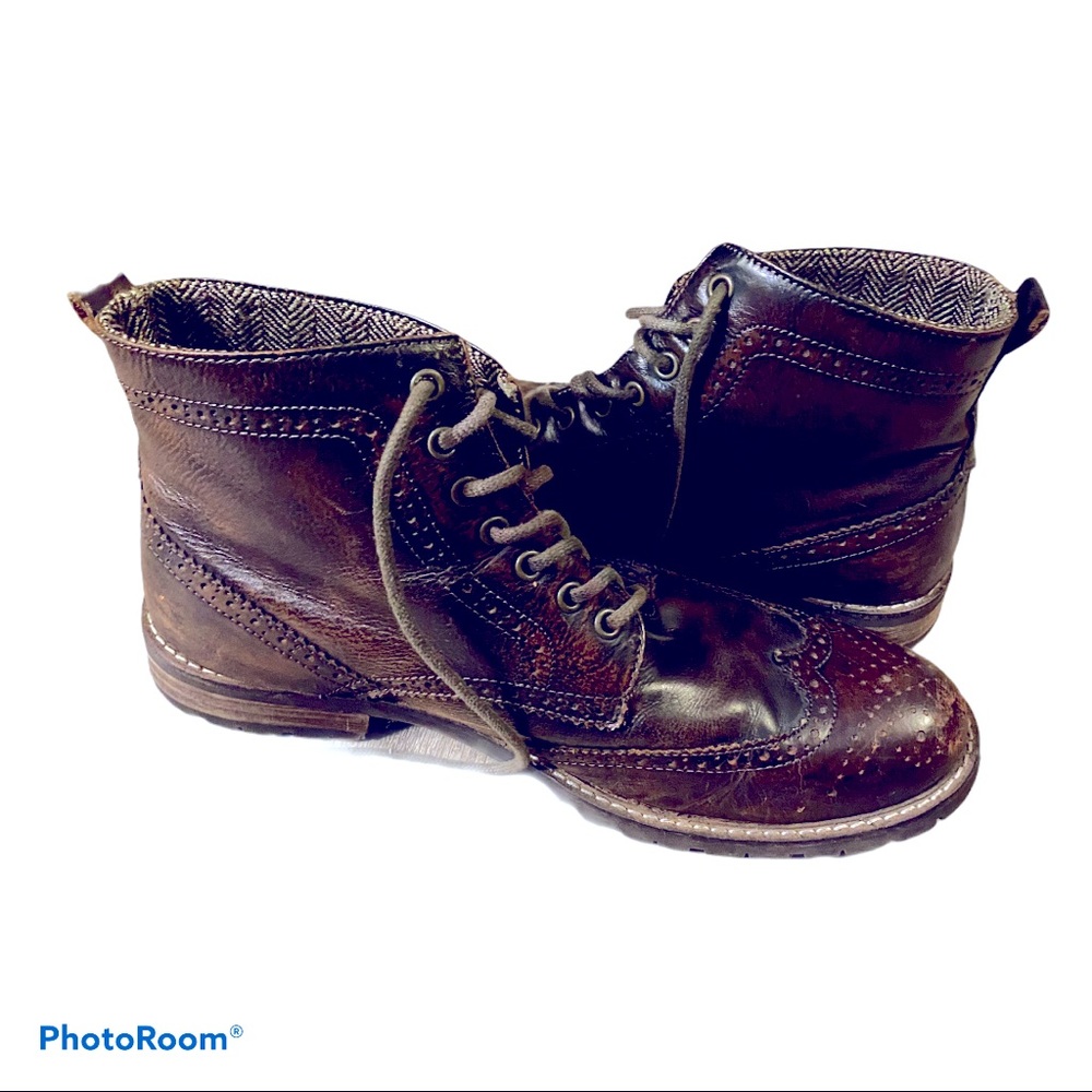 Jeffrey Tyler Mens Leather Brown Wingtip Boots